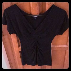 EXPRESS Fitted Black V-Neck Blouse